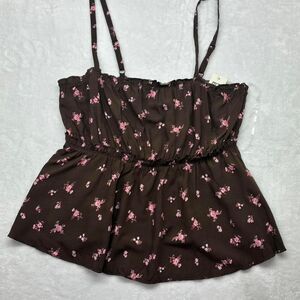 Women's Brown and Black Ruffle top